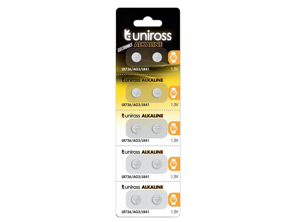 Uniross Alkaline-Coin LR736 AG3 LR41 Battery (10pack)