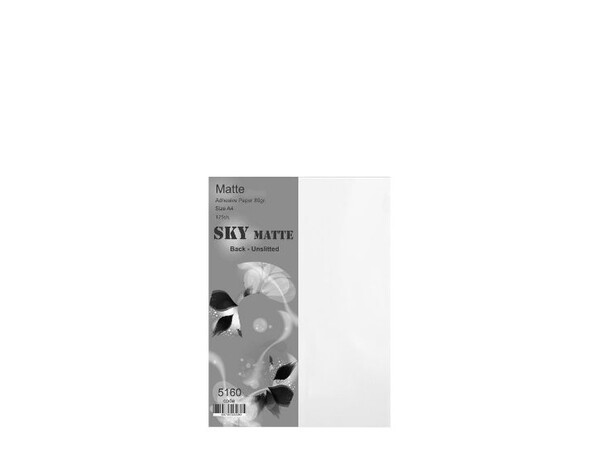 ADHESIVE PAPER A4 MATT BACK-UNSLITTED 125PCS