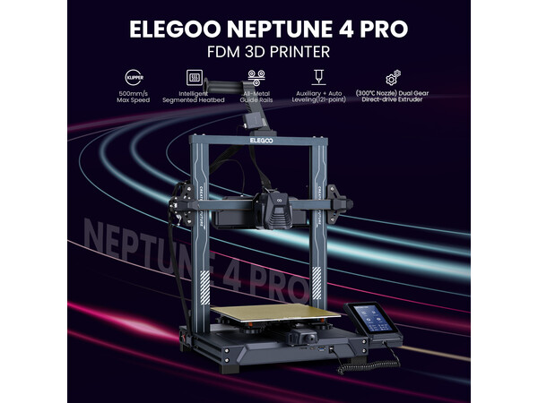 ELEGOO Neptune 4 Pro 3D Printer, 500mm/s High Speed FDM Printer with  Klipper Firmware, Auto Leveling and Direct Drive Extruder, Easy Assembly