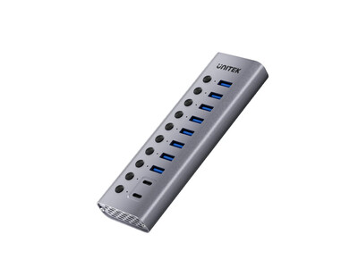 Unitek USB-C Hub 8xUSB-A Power Switch 2xUSB-C 12V3A H1315B