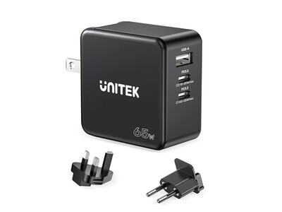 Unitek Charge Wall 65W 4in1 GaN Charger Black P1117B