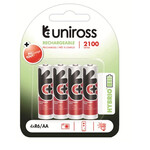 Uniross AA 2100 Hybrio Rechargable Batteries 4 Pcs