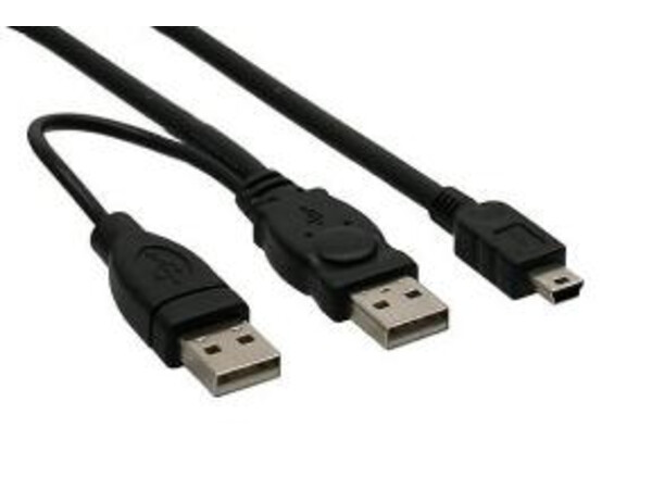 INLINE MINI USB 2.0 TWIN POWER CABLE 1M