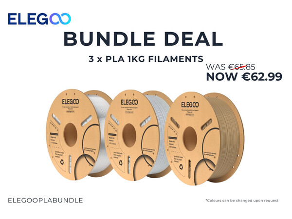 PLA ELEGOO CLEAR - MARBLE - WOOD FILAMENT 1KG BUNDLE