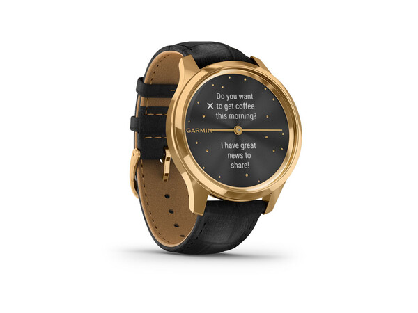 GARMIN VIVOMOVE LUXE PURE GOLD-BLACK LEATHER