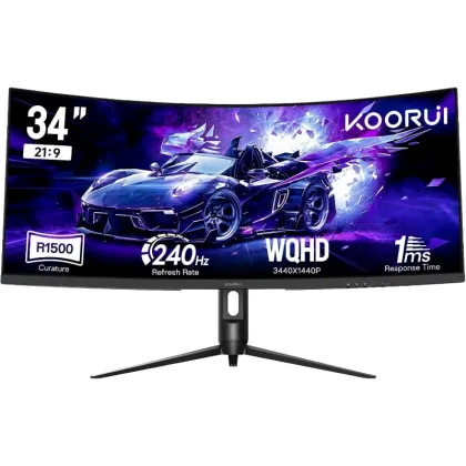 KOORUI GAMING CURVED (1500R)  MONITOR 34"  WQHD 240Hz 1MS ULTRAWIDE HDMI/DP  3YW 4000:1 CONTRAST  G3441XC