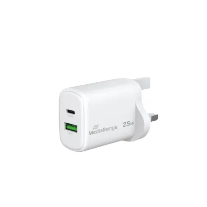 MEDIARANGE 25W FAST CHARGE USB-C &amp; USB-A MRMA112-UK