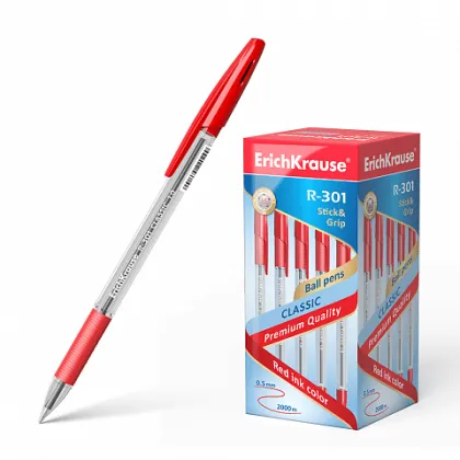 ERICHKRAUSE BALLPOINT PEN R-301 CLASSIC STICK&amp;GRIP 1.0 RED 43188