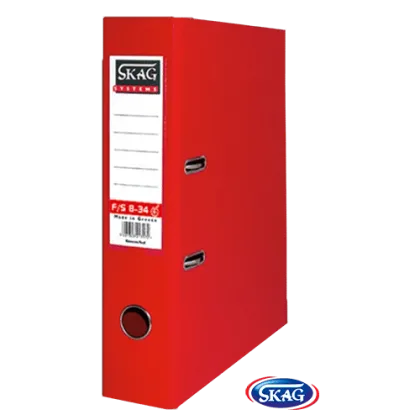 SKAG PREMIUM BOX FILE F/SC PVC 8CM WIDE RED 8/34