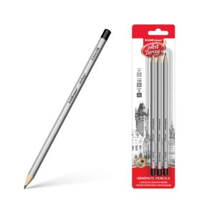 ERICHKRAUSE ARTBERRY GRAPHITE HEXAGONAL PENCIL H,HB,B (3PCS) 45390