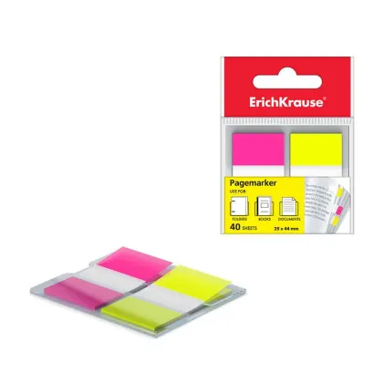 ERICHKRAUSE NEON PAGE MARKER FLAG 25x44 mm 40 SHEETS YELLOW &amp; PINK 31181