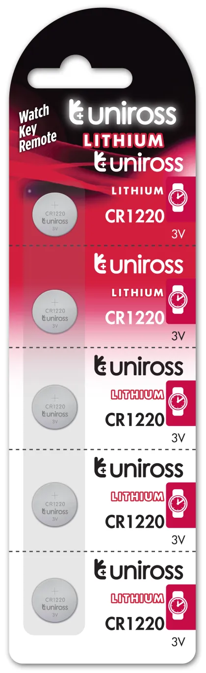 Uniross CR1220 Button Cell Lithium Battery 5pack