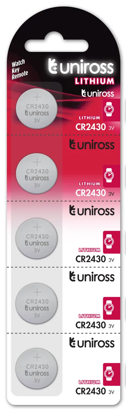 Uniross CR2430 Button Cell Lithium Battery (5pack)