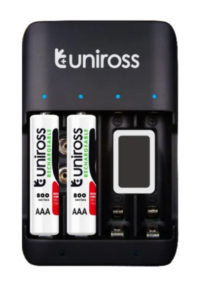 Uniross UCU004A USB Compact Multi Charger with 4x AA 2100 Batteries