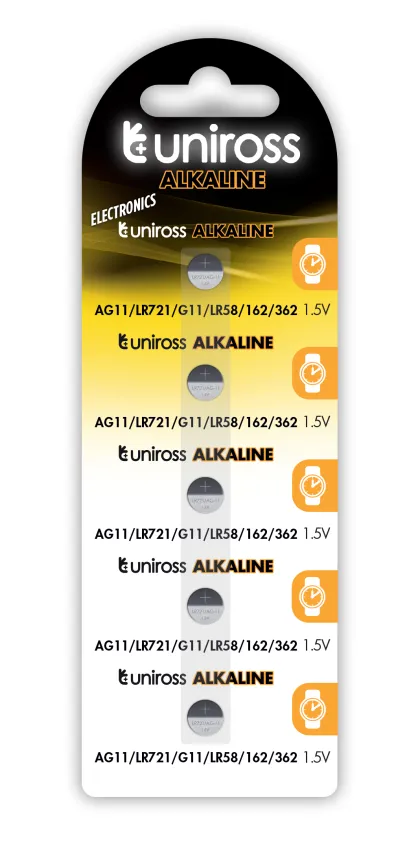 Uniross LR721 AG11 LR58 Alkaline Coin Battery (5pack)