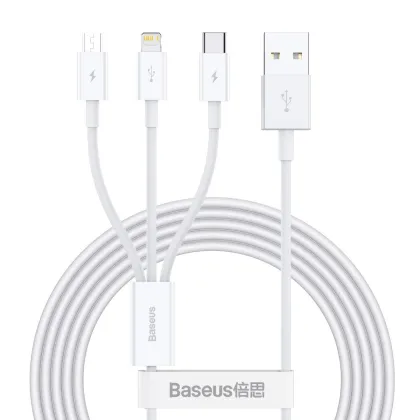 Baseus Cable Superior Series 3-in-1 1.5m White