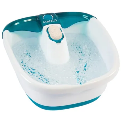 Homedics FS-55 Bubble Mate Foot Spa + Keep Warm Hydro Massager with Toe Touch Control & Removable Pumice Stone