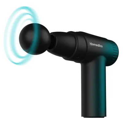 Homedics PGM-45BK Novo Mini Massage Gun Heated Percussion with 4 Massage Heads & Travel Case