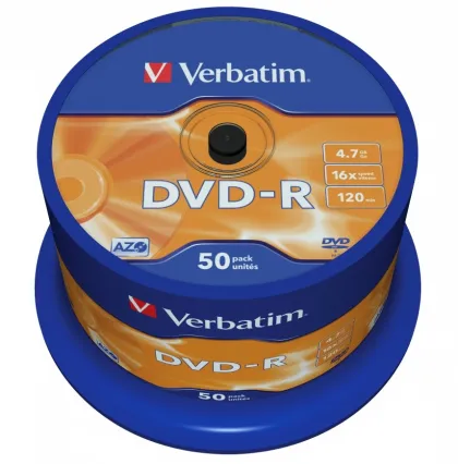 Verbatim DVD-R 4.7GB 16X 50-Pack Spindle Matt Silver 43548