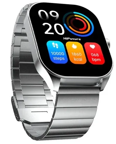 HiFuture APEX Silver Premium Metal Design & Executive Style, Ultra-Clear AMOLED Display, 7 Day Battery, IP68