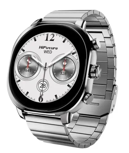 HiFuture AIX Silver Swiss Inspired Elegance Stainless Steel SmartWatch, Gorilla Glass, 10 Day Battery, 1ATM