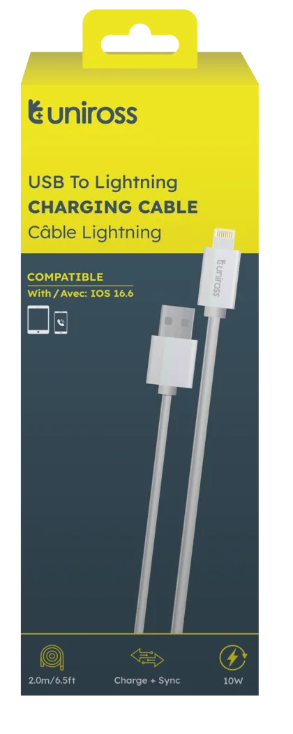 Uniross Cable USB-A to Lightning USB Cable 2.0m UCA003