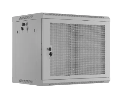 Lanberg Wall Rack 19'' with Perforated Door 9U 45cm Grey FLAT PACKED
