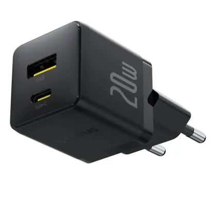 Baseus Charger Wall 20W USB-C/USB-A PALM Series EU Black