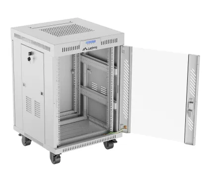Lanberg Free Standing Cabinet 19'' with Glass Door 15U 60cm Ventilation Panel with LCD, 2 Fans & Thermostat Grey (not assebled)