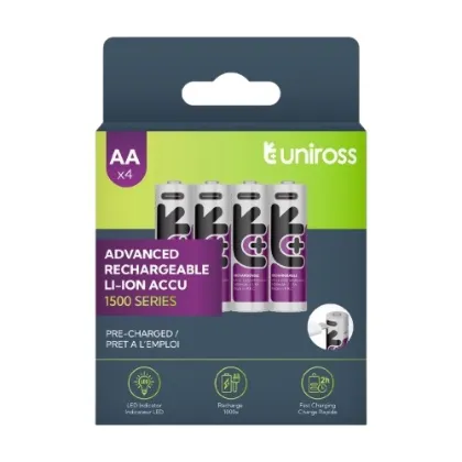 Uniross Rechargeable USB-C Lithium AA Batteries 2400 mAh (4pack)