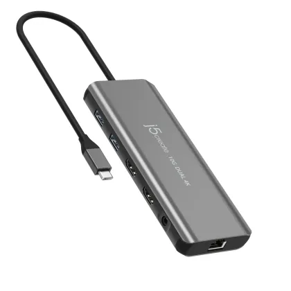 j5create Dock USB-C Dual Display 4K MST MacBookM3 HDMI/RJ45/USB/Audio/PD JCD398