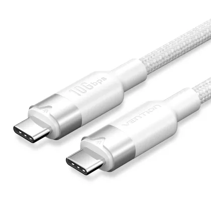 Vention IT Cable USB-C 3.2 Gen2 M-M 1.0m Braided Aluminum White TRGWF