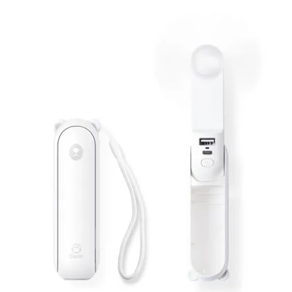 Jisulife F8X Plus White Portable Personal Fan with Lanyard & Powerbank function to Charge you Phone