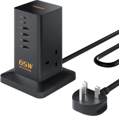 Tessan 2 Gang Extension  4 USB-A 2 USB C 2m 13A TS-FS02UK00