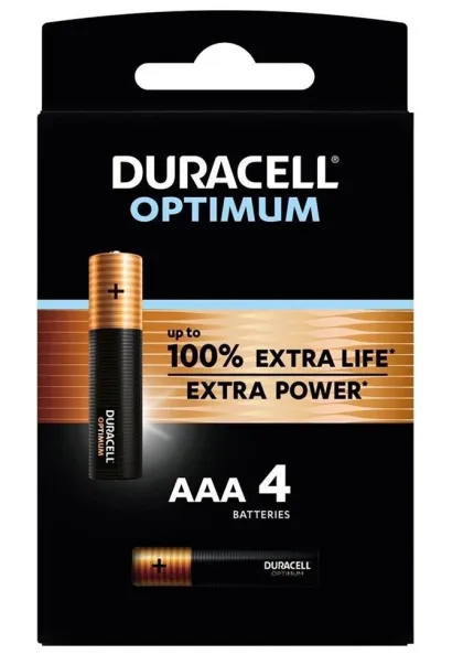 Duracell OPTIMUM AAA Up to 100% More Power than Duracell Plus (4pcs)