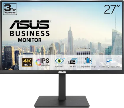 ASUS Monitor Business 27" 4K UHD 60Hz IPS Frameless USB Hub DP Dual-HDMI Speakers Full Ergonomic VA27UQSB