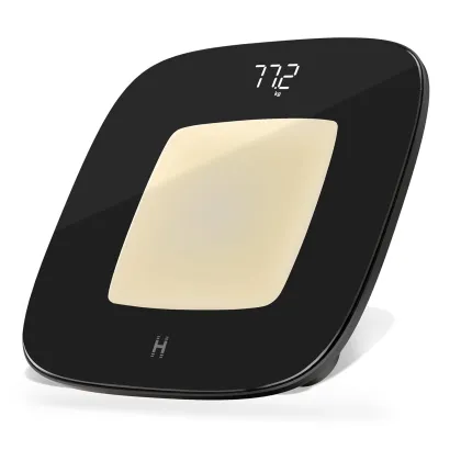 Homedics SCL-B100 Black Glo Essential Bathroom Body Scale with Elegant Design & Ambient Motion Sensor Light
