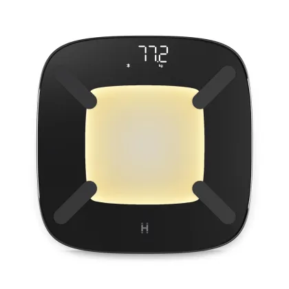 Homedics SCL-BBC200 Black Glo Essential Bathroom Body Scale with Elegant Design, Smart Analyzer App & Ambient Motion Sensor Light