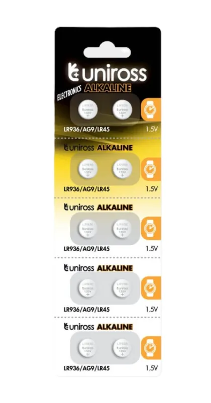 Uniross Alkaline-Coin LR936 AG9 LR45 Battery (10pack)