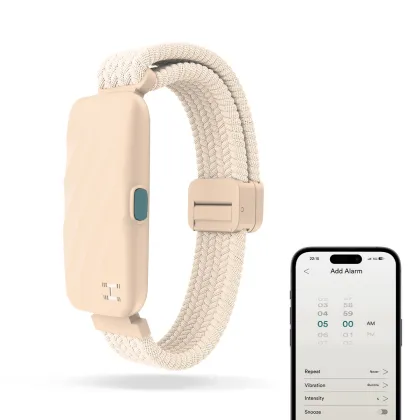 HoMedics WAKEBAND Cream White Vibrating Alarm Wristband for a Gentle Wakeup