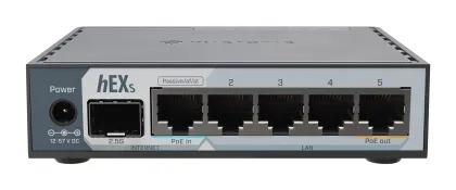 MikroTik Router Wired hEX S 5xGbE/2.5G SFP/PoE Out/USB E60iUGS