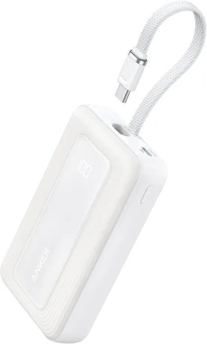 Anker Mobile Powerbank 10000 30W Built-In USB-C Cable White