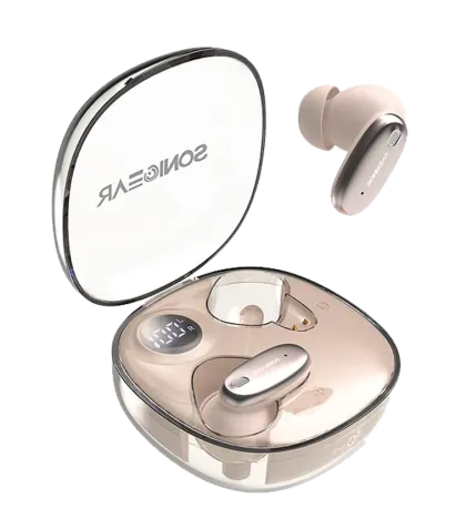 SonicGear Earphones Bluetooth ANC+Display EarPump Jewel Q3 Desert