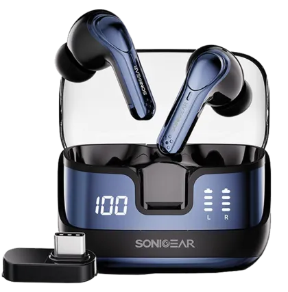 SonicGear Earphones Bluetooth & USB-C Dongle for PC EarPump XP2 Obsidian