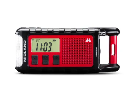 Midland Emergency Powerbank 10000mah Temp Sensor, BT, FM Radio, Dynamo & Solar Powered, 130 Lmn Flashlight ER300 PRO