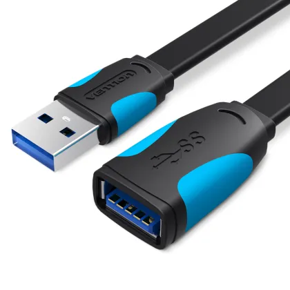 Vention IT Cable USB-A 3.0 M-F Extension Flat 0.5m Black VAS-A13-B050