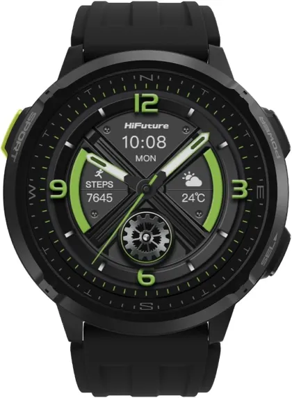 HiFuture MIX 3 Black Sport SmartWatch with AMOLED Always-On Display, Compass, 3 ATM