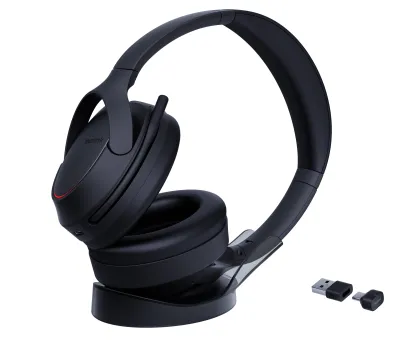 Yealink Headset Wireless Bluetooth AI NC Adaptive ANC Retractable Mic Boom Foldable Design with Charging Stand BH78 Teams