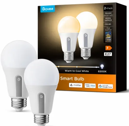 Govee Bulb Ceiling E27 Smart LED 800 Lumens Cold White/Warm White (Pack of 2) B8015C02