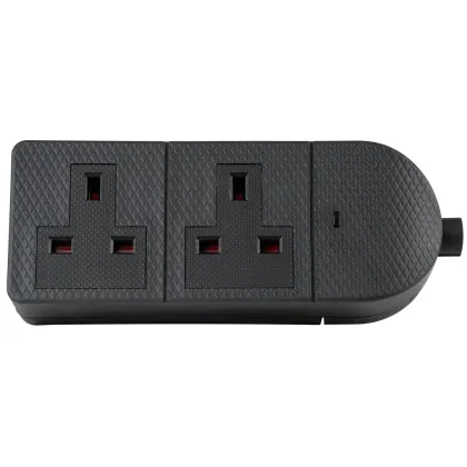 AV:Link POWER Extension Trailing Socket Heavy Duty 2-Gang 13A Black 429.620UK